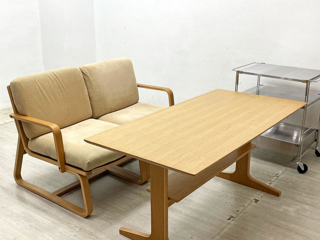 無印良品 MUJI リビングでもダイニングでもつかえる ダイニングテーブル オーク材 W130cm ナチュラル シンプルデザイン 定価￥34,900- B ●