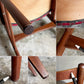 北欧ビンテージ Scandinabian Vintage チーク材 ダイニングチェア ラダーバック レッド系 ストライプ柄 北欧家具 A ■