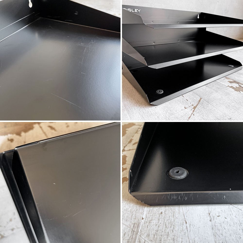ビスレー BISLEY 3段 レターラック ブラック 書類棚 A4サイズ 横型 W38.5cm 壁掛け可 デスクアクセサリー 英国 ♪