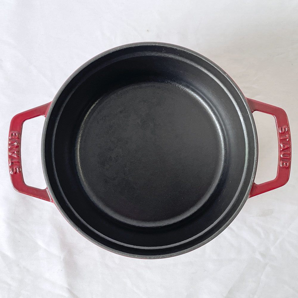 ストウブ Staub ピコ ココット ラウンド 両手鍋 ホーロー鍋 チェリー 20cm IH対応 鋳物 フランス製 定価￥30,800- ◇