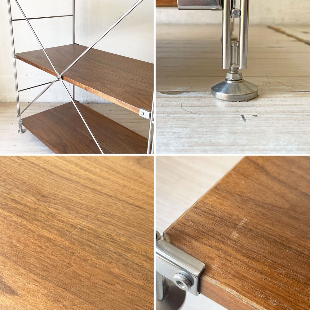無印良品 MUJI ステンレスユニットシェルフ ウォールナット材 中 W58 × H120cm 1列4段 本棚 飾り棚 収納棚 定価29,900円 ★