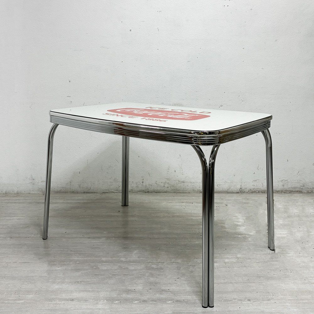 コカ・コーラ Coca Cola ダイナーテーブル Uシリーズ Coke Diner Table U Series PJ-1150D W115cm ガラストップ 50sビンテージスタイル 店舗什器 US ●