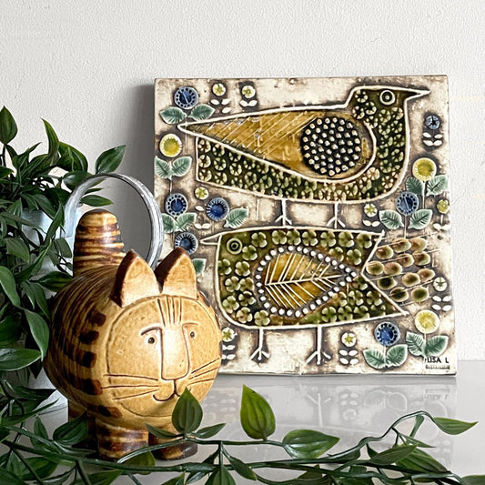 グスタフスベリ GUSTAVSBERG ユニック UNIK 鳥 FAGLAR 陶板 ウォールプレート W22㎝ リサラーソン Lisa Larson ビンテージ スウェーデン 北欧雑貨 ■