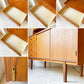 スウェーデンビンテージ Swedish Vintage チーク材 キャビネット シェルフ ハイタイプ 4スライドドア＋7ドロワー デスク W136cm 鍵付き 北欧 ★