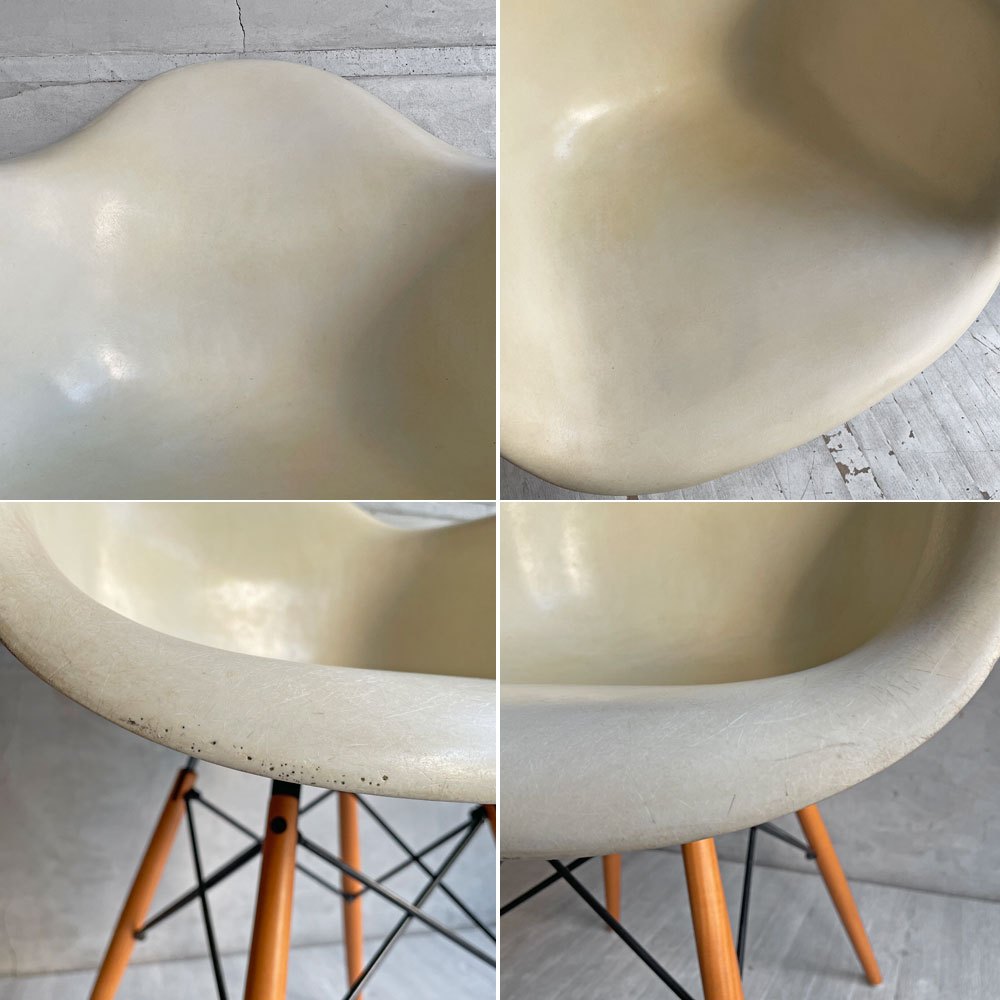 ハーマンミラー Herman Miller アームシェルチェア セカンド 2nd ビンテージ FRP パーチメント ダヴェルレッグベース イームズ ミッドセンチュリー ♪