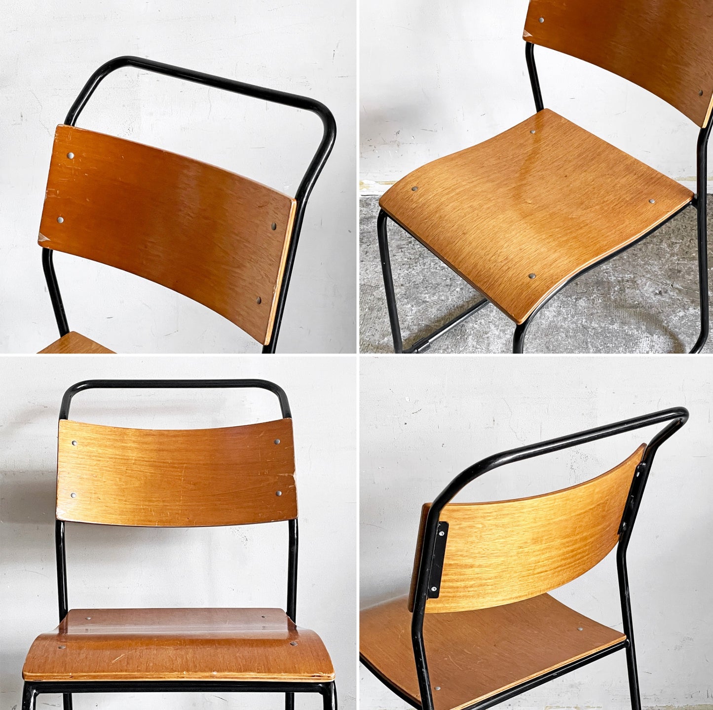 クラッシュゲート CRASH GATE ノットアンティークス Knot antiques ブルーノチェア RP6 BLUNO CHAIR スタッキングチェア プライウッド スチールレッグ ブラック 関家具 B ■