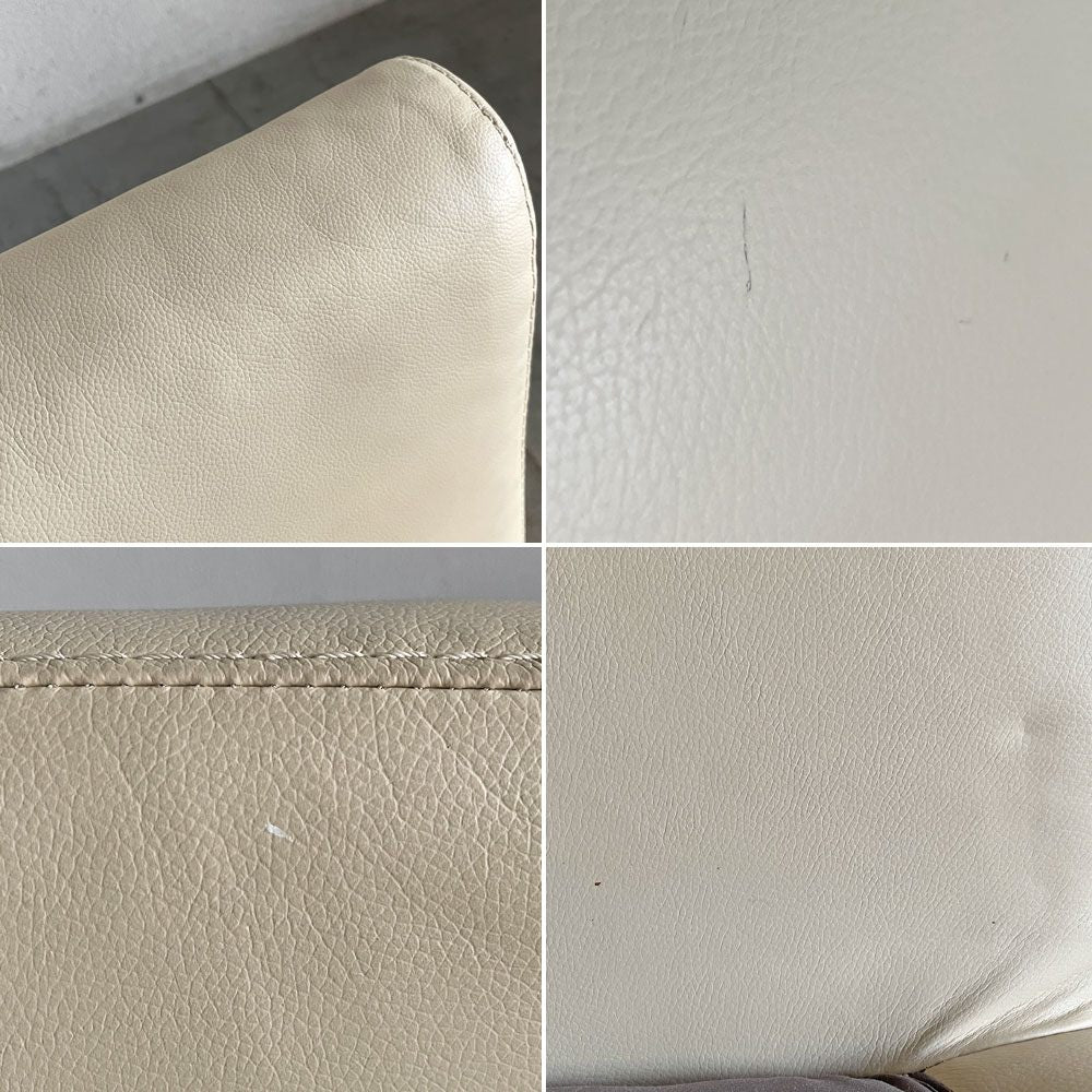 アクタス ACTUS チャプター CHAPTER SOFA 1シーターソファ 牛本革 フェザークッション オフホワイト系 参考価格￥86,000- 〓