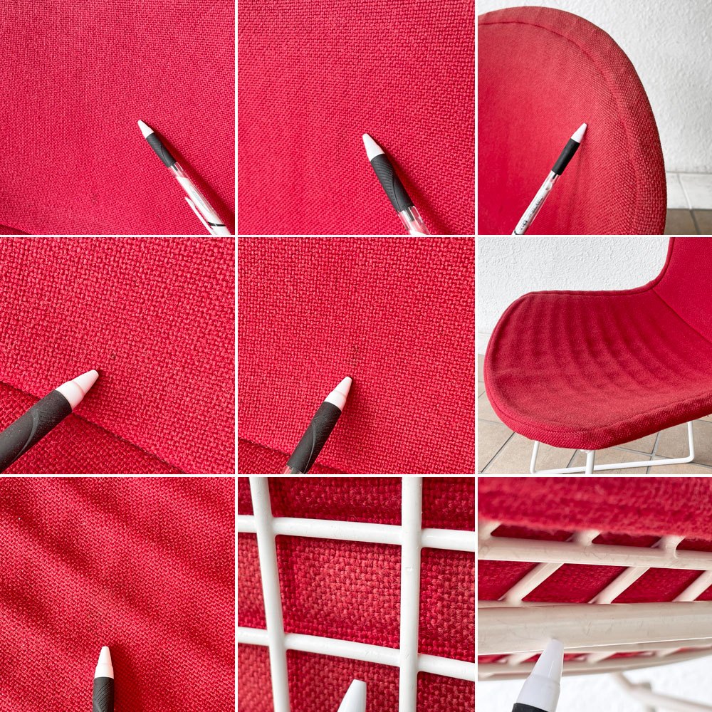 ノル Knoll 420 サイドチェア ワイヤーチェア ホワイト レッド フルカバー ハリー・ベルトイア Harry Bertoia ミッドセンチュリー 名作椅子 ◇