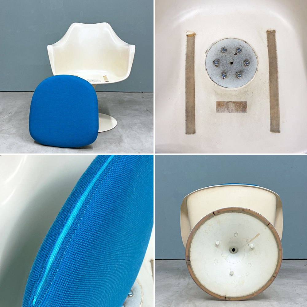 ノル ノール Knoll サーリネンコレクション チューリップチェア アームチェア ダイニングチェア ビンテージ ホワイト 座面クッション交換済み エーロ・サーリネン 参考定価￥520,300- ◎