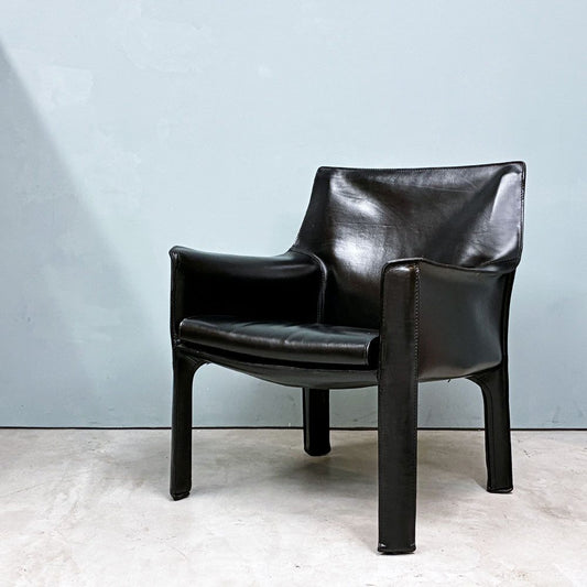 カッシーナ Cassina 414 CAB ラウンジチェア アームチェア 1シーター キャブチェア 本革 マリオ・ベリーニ 参考価格約65万 ◎