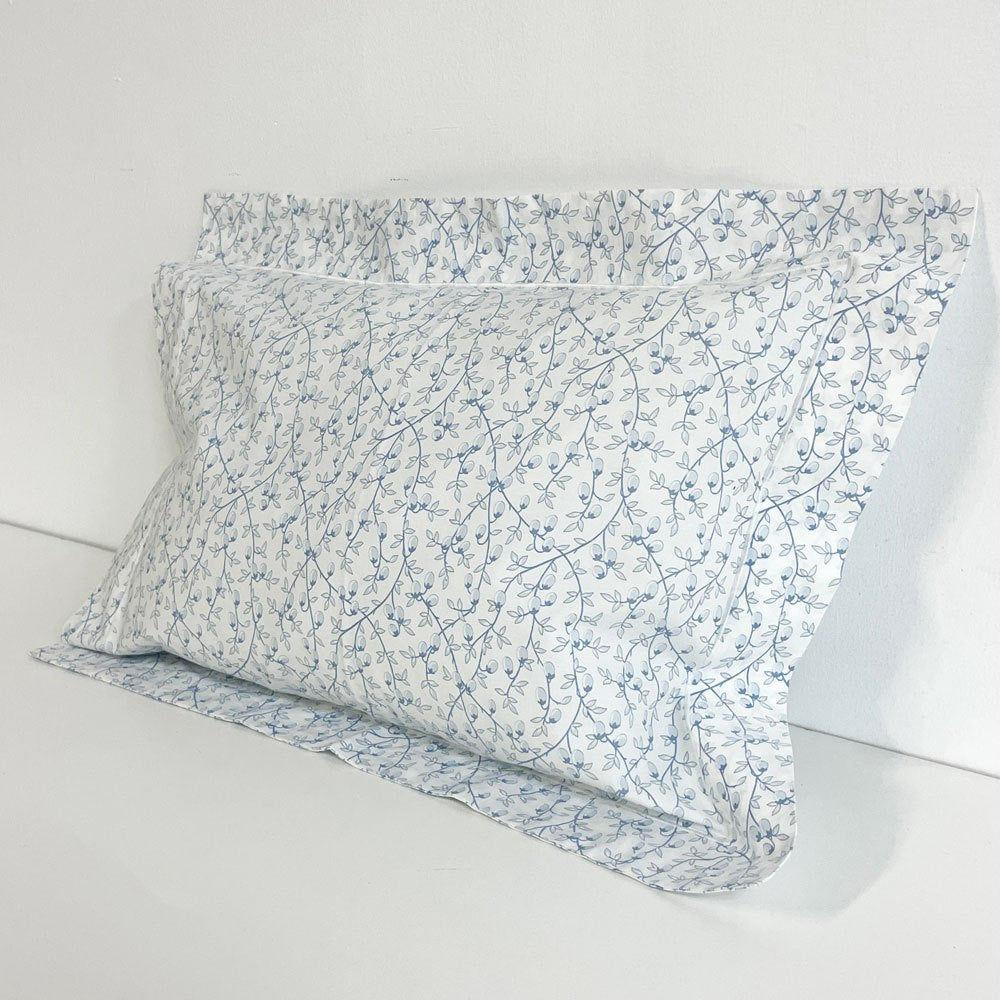 イヴドローム Yves Delorme クッションカバー  ピローケース ブルーフラワー フランス ●