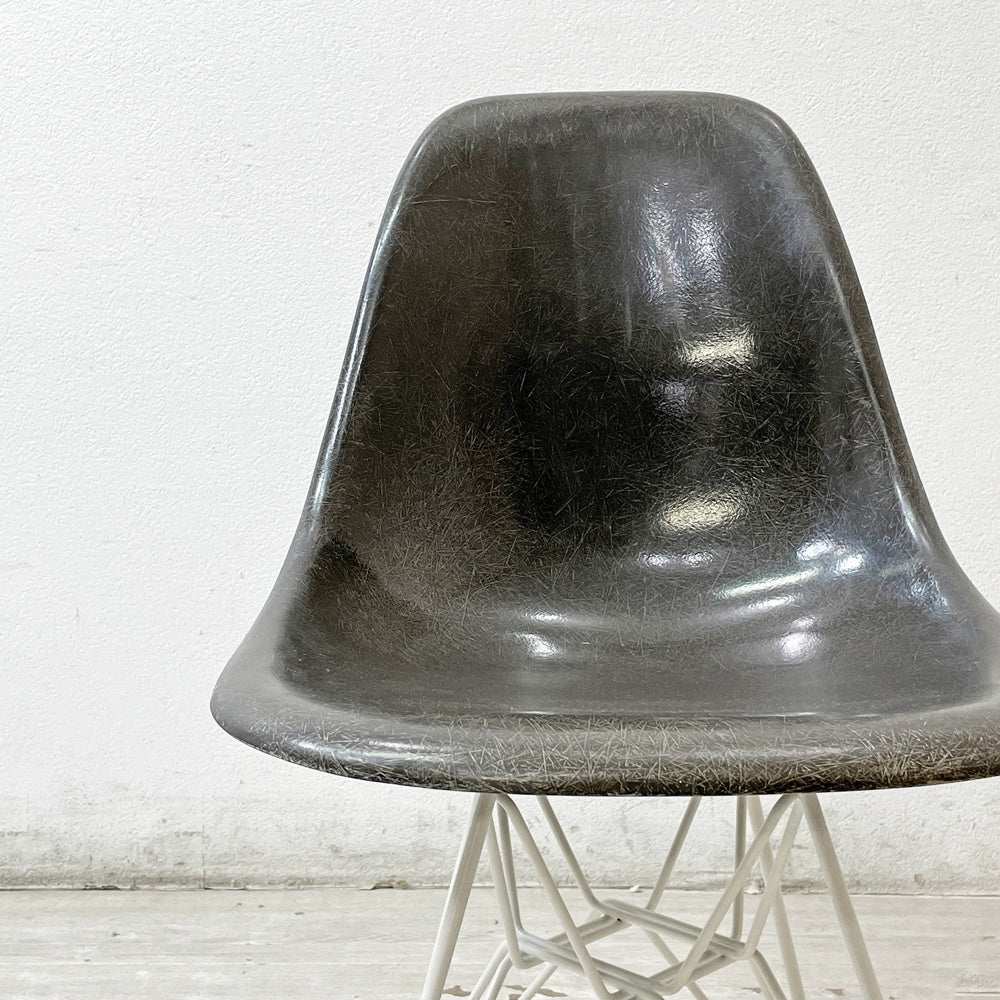 ハーマンミラー Herman Miller 2ndビンテージ サイドシェルチェア FRP製 エレファントハイドグレー ホワイトエッフェルベース C&R イームズ ミッドセンチュリー ●