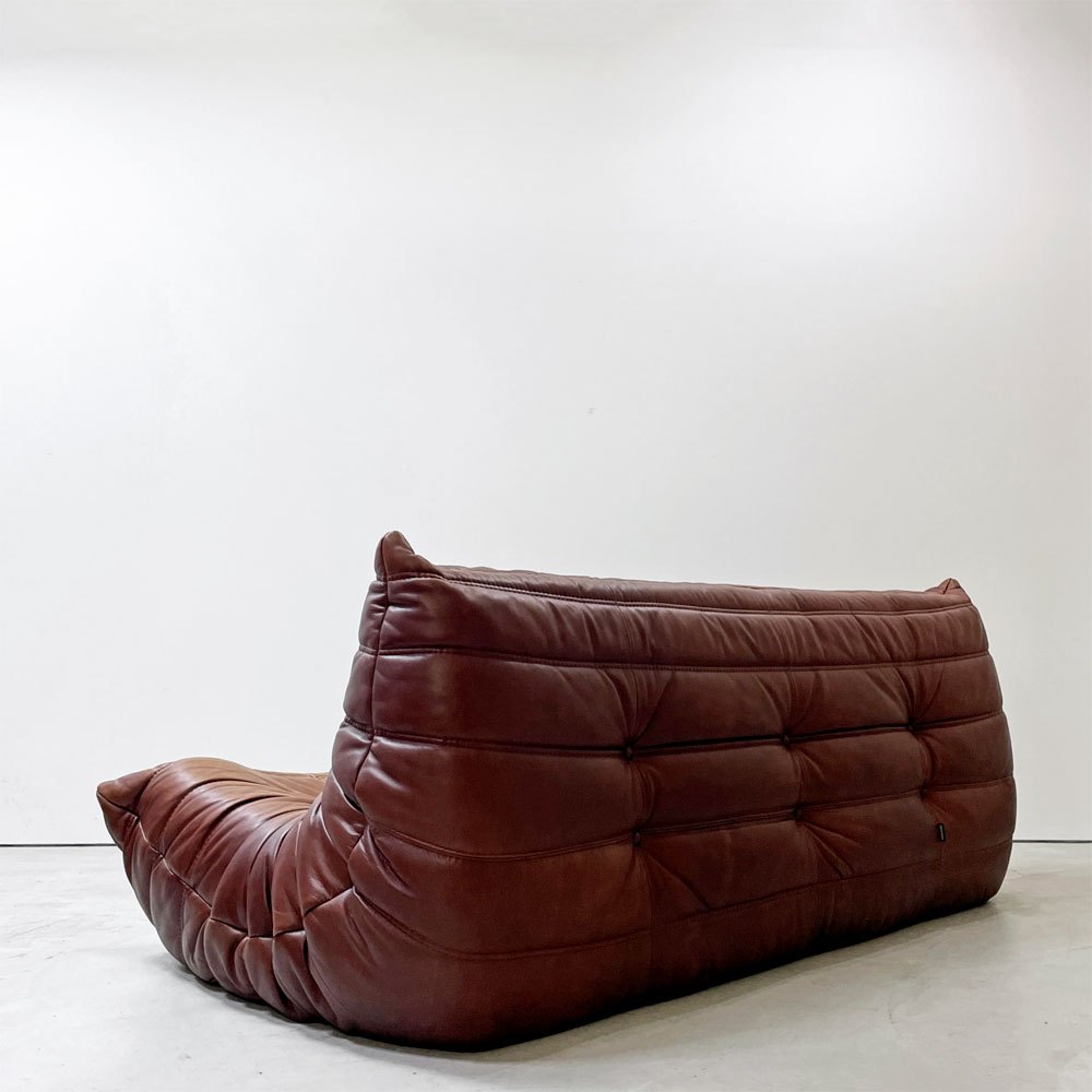 リーンロゼ ligne roset トーゴ TOGO 3Pソファ 3人掛けソファ 3シーター 本革 ブラウン ミッシェル・デュカロワ Michel Ducaroy ●