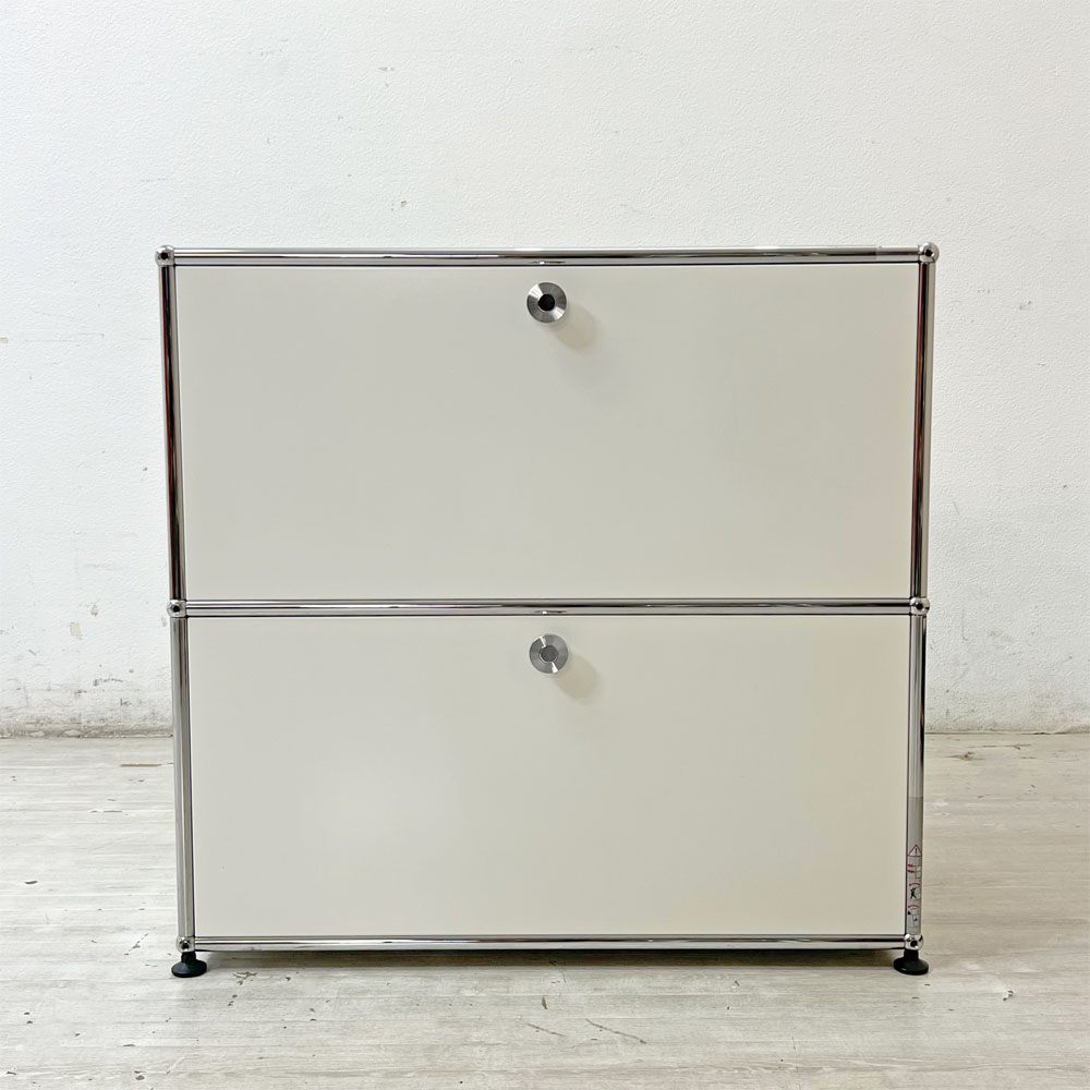 ユーエスエムハラー USMハラー USM Haller モジュラーファニチャー キャビネット 1列2段 ドロップダウン×2  W77×D37cm ●