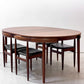 フレムロジェ Frem Rojle ディネッテ Dinette エクステンション ラウンド ダイニングテーブル & ダイニングチェア 4本脚×4脚 計5点セット ハンス・オルセン Hans Olsen 北欧家具 ビンテージ ●