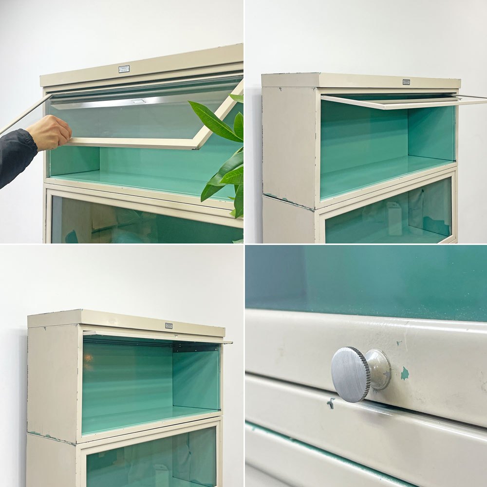 General Fireproofing Company スチール製 スタッキング ブックケース フリップアップ キャビネット USビンテージ ●