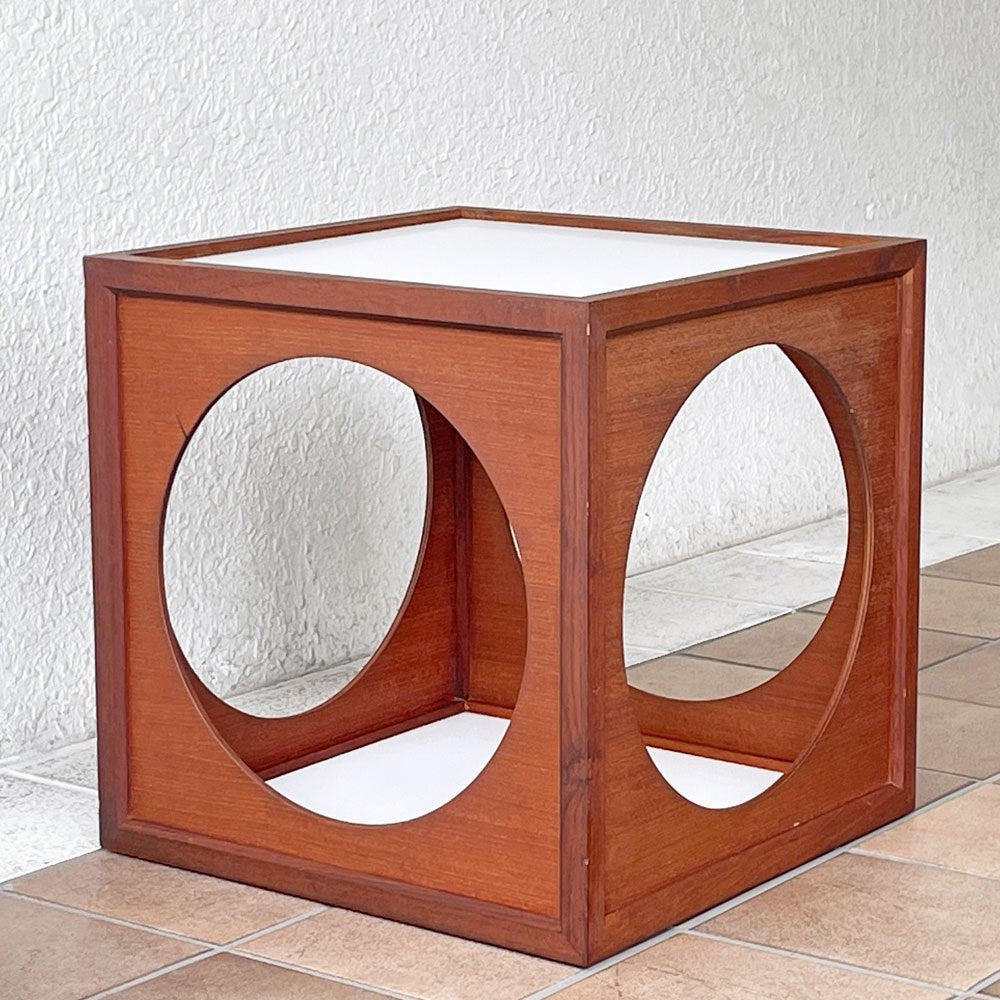 二葉家具 ビンテージ ハコテーブル チーク材 W40cm 原好輝 オープンシェルフ 自在家具 ミッドセンチュリーモダン 希少 A ◇