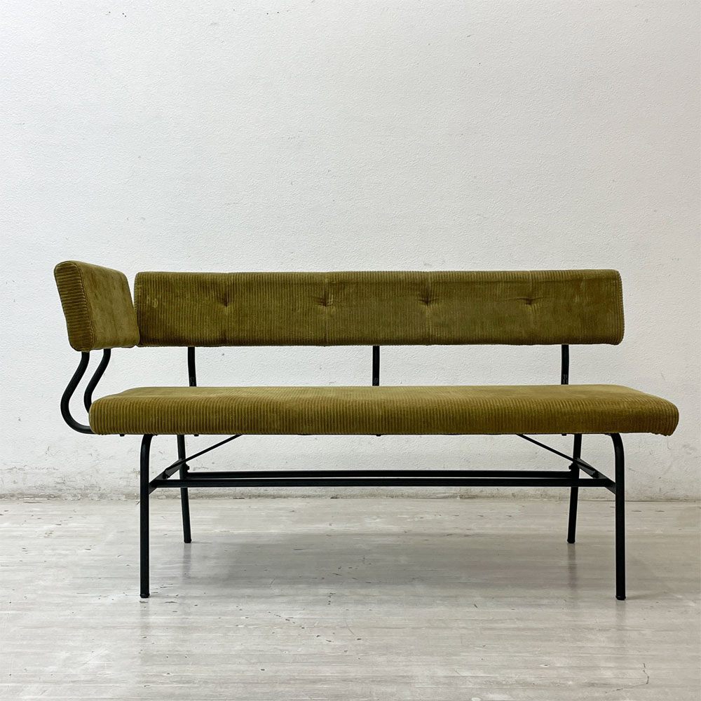ジャーナルスタンダードファニチャー journal standard Furniture パクストン LDベンチ PAXTON LD BENCH ベンチバックレスト アームパーツ付 アンバー コーデュロイ ●