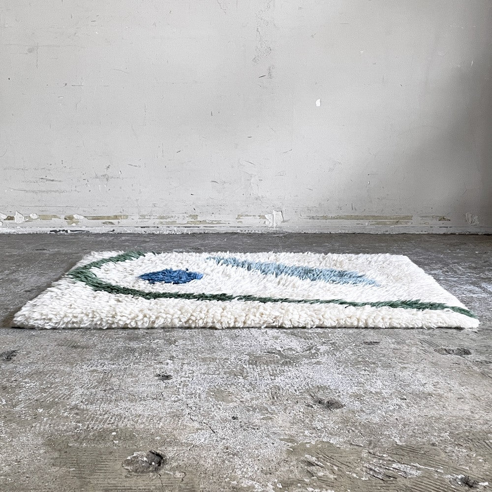 ザ・コンランショップ THE CONRAN SHOP イキガイ IKIGAI ウール ラグ WOOL RUG ブルー グリーン BLUE GREEN 50×70 モダンデザイン ■