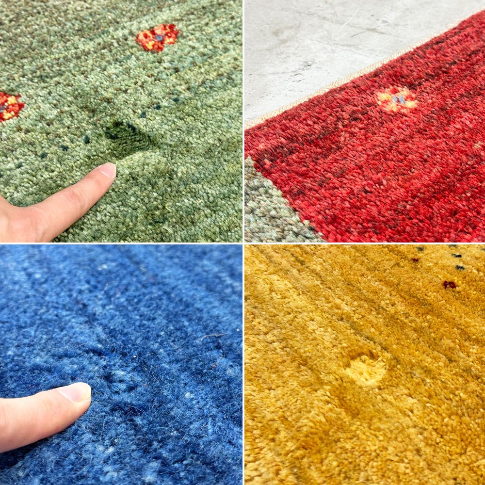 イラン ギャッベ GABBEH ラグ ウール 絨毯 カーペット 花モチーフ マルチカラー 赤 青 黄 緑 146×200cm●