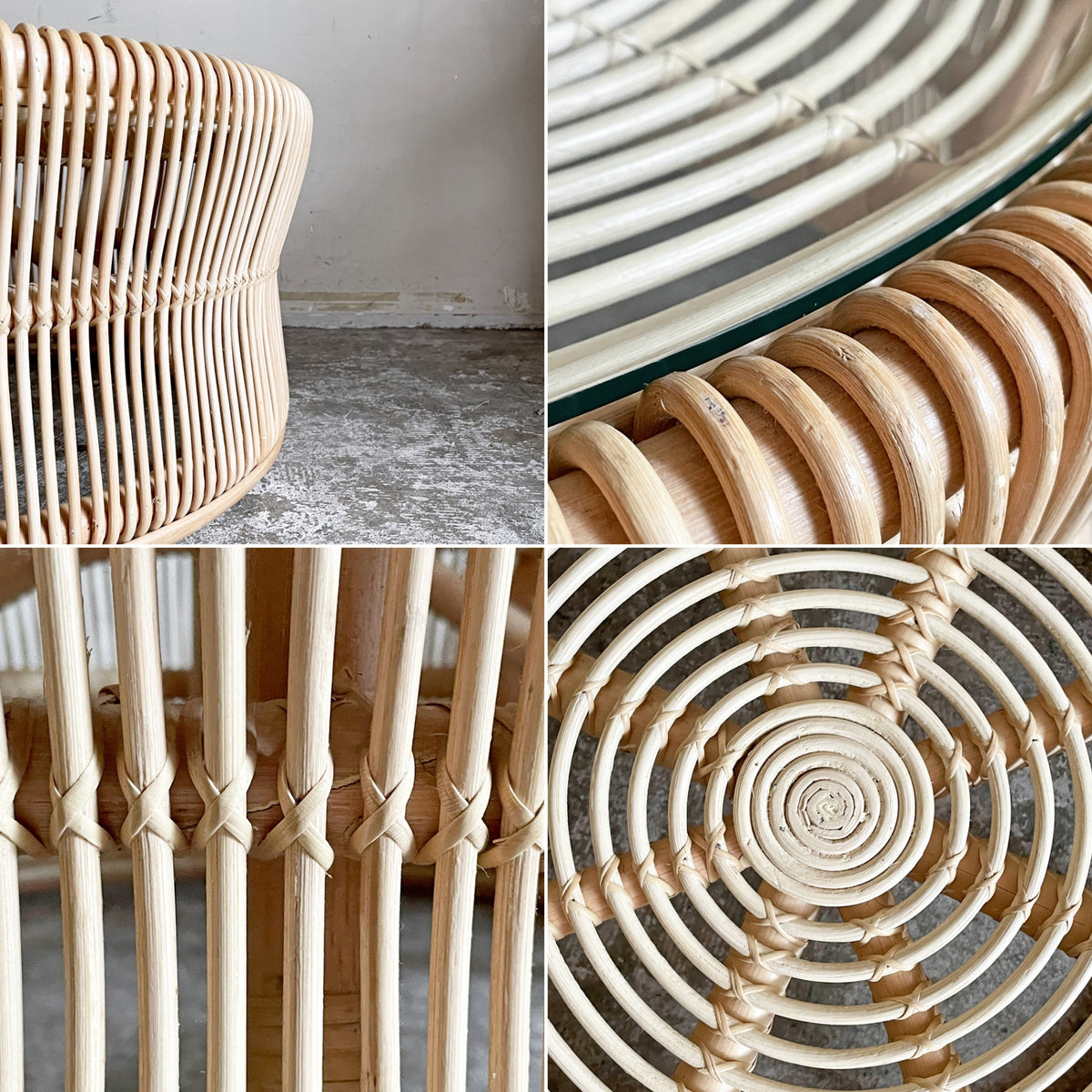 サンフラワーラタン Sunflower Rattan ブリーズ BREEZE ラタン ローテーブル T280ND ガラス天板 Φ71cm ナチュラル アジアンテイスト 籐家具 ■