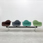 ハーマンミラー Herman Miller ビンテージ エアポートベンチ タンデムシート 4連 アームシェル 2nd ファブリック 新品張替え済 イームズ 希少ブラウン・グレー・グリーン・ライトグリーン A 〓