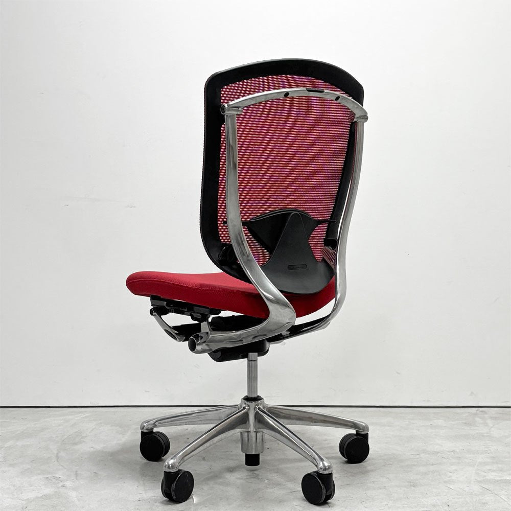 オカムラ okamura コンテッサ Contessa オフィスチェア スタンダードタイプ ランバーサポート付 CM32AB FBF9 メッシュ レッド 現状品 ●