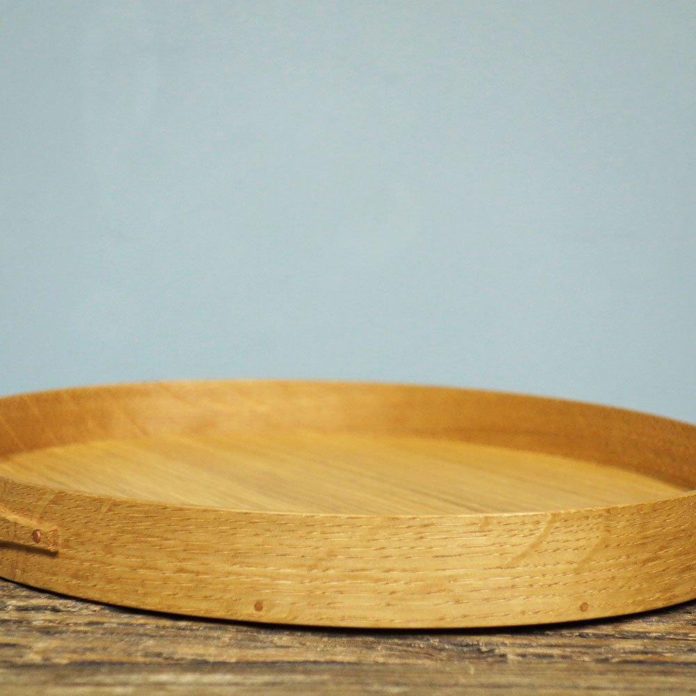 フナハシトモハル 楕円盆 オーク材 30x23cm オーバルトレイ 現代作家 ◎