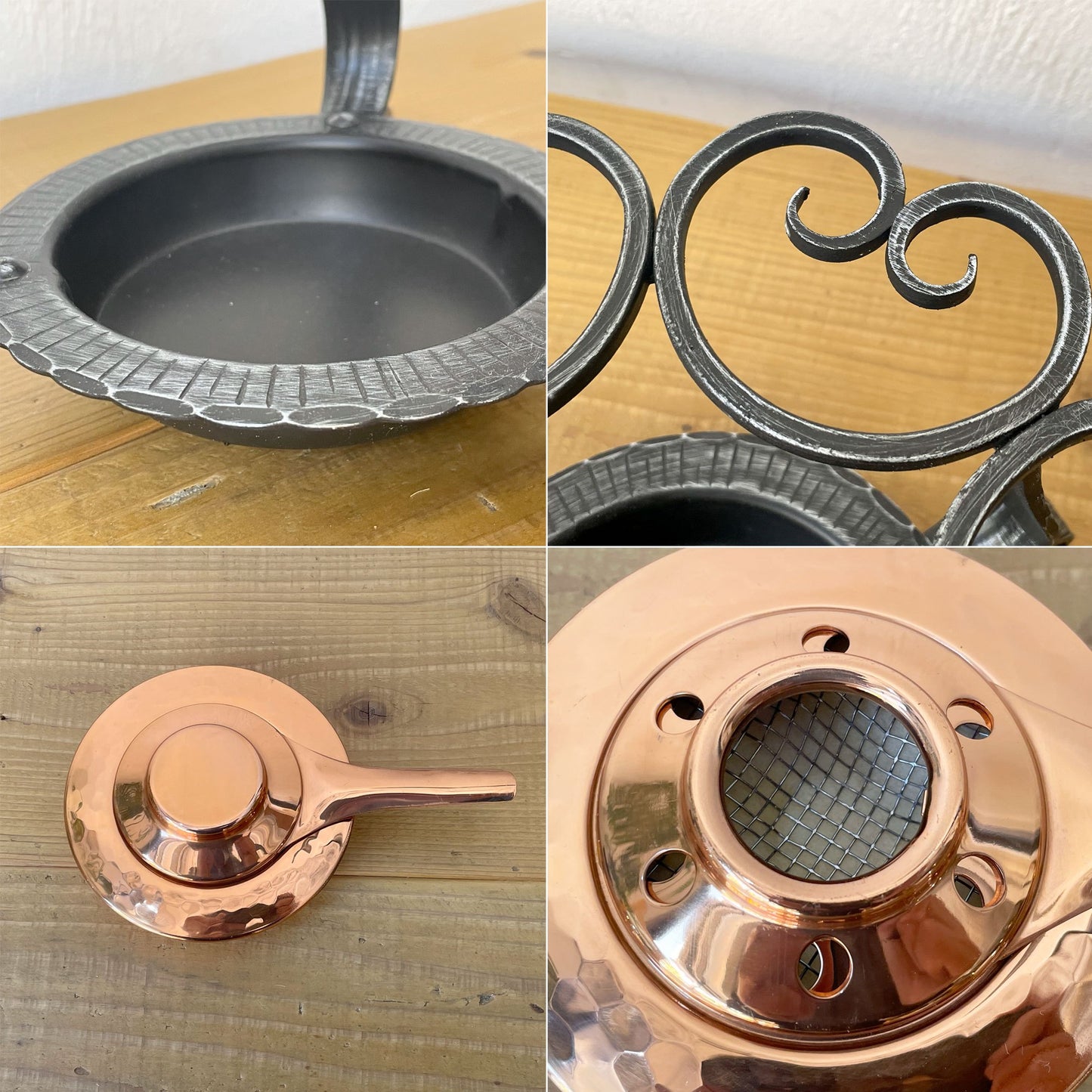 ストックリ Stockli netstal チーズフォンデュセット 槌目 銅製 片手鍋＆スタンド＆フォーク2種類 計12点 スイス 未使用保管品 ★