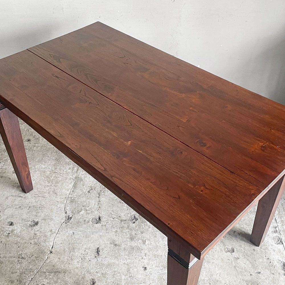 アジアン家具 無垢材 ダイニングテーブル ワークテーブル W130cm アジアンリゾートスタイル ■