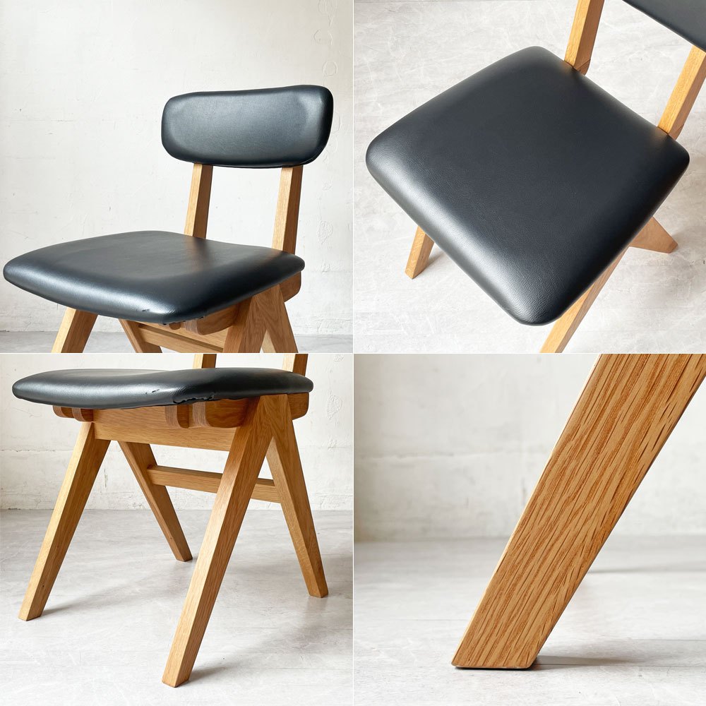 ドアーズリビングプロダクツ DOORS LIVING PRODUCTS ボシー BOTHY Mountain Leg Chair ダイニングチェア PVCレザー オーク無垢材 コンパスレッグ ★