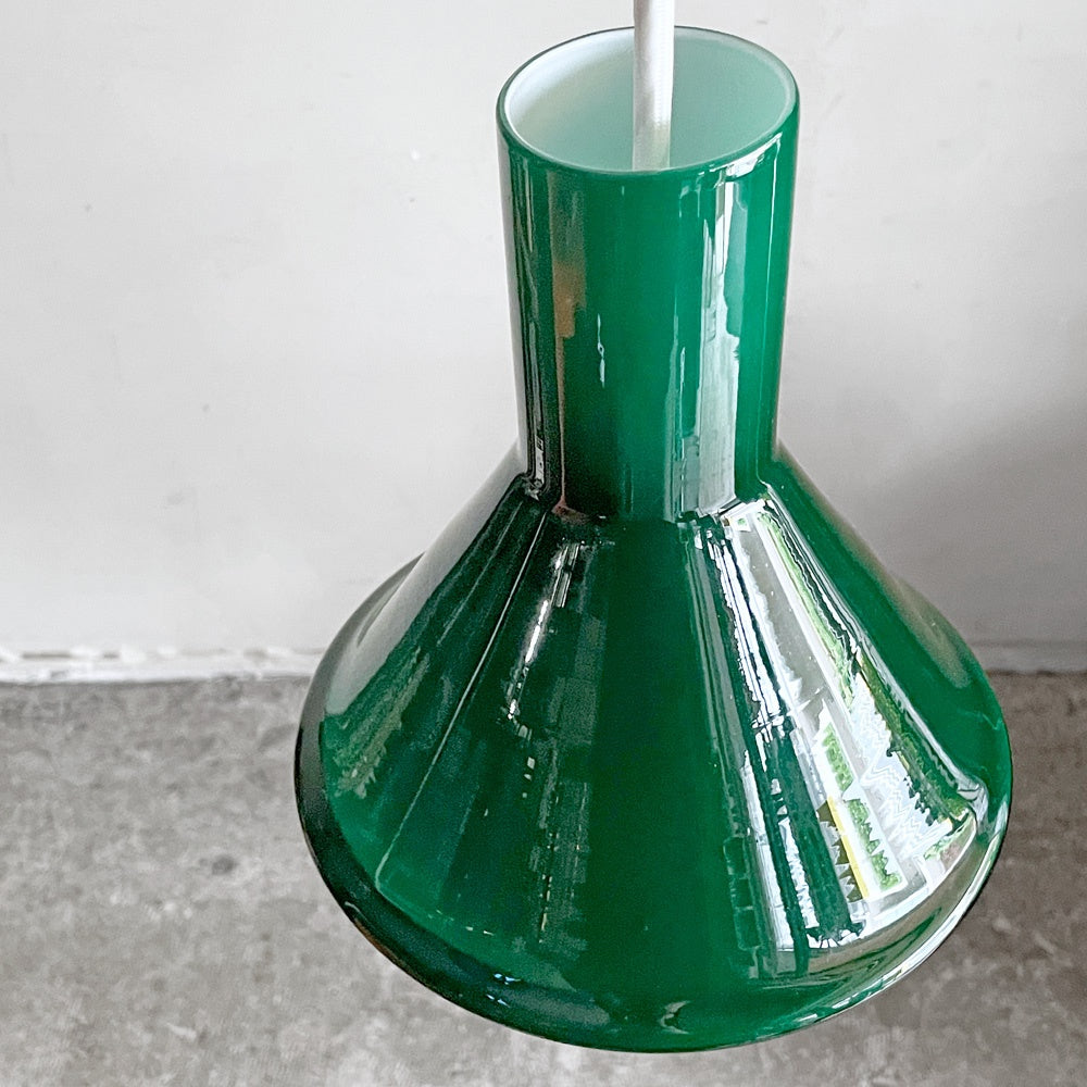 ホルムガード Holmegaard P＆T PENDEL ペンダントライト グリーンガラス 20cm マイケル・バング デンマーク ビンテージ 北欧照明 ■