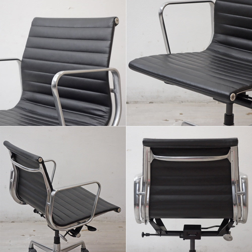ハーマンミラー Herman Miller イームズアルミナムグループチェア マネージメントチェア アルミバフベース ガス圧昇降仕様 5本脚 キャスタータイプ 本革 イームズ E ●
