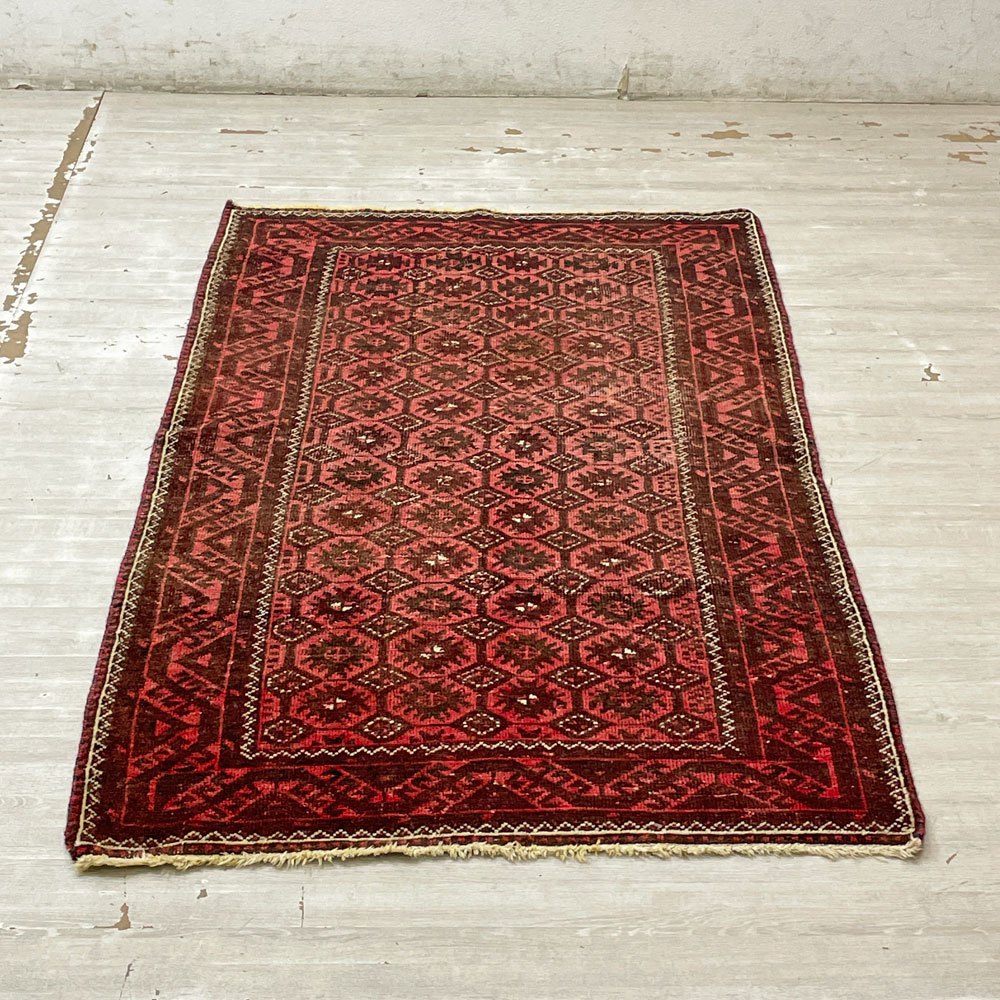 ビンテージ Vintage トライバルラグ ビンテージラグ 160×100cm レッド イラン トルクメニスタン ●