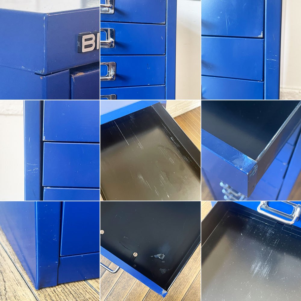 ビスレー BISLEY ベーシック BASIC 39/15 15段ドロワー キャビネット A4サイズ ブルー トレイ×2 付属 ◎