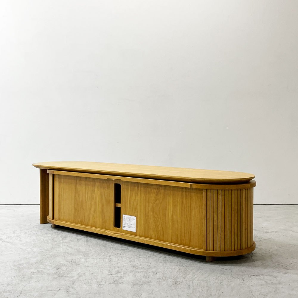 ノーウェアライクホーム NOWHERE LIKE HOME リンダ LINDA テレビボード ローボード w150～246cm オーク材 蛇腹扉 スチール アジャスター付 関家具 定価￥133,650- 展示品 美品 ●