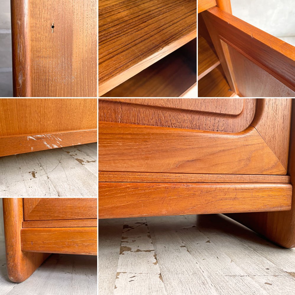 ランゲスコフ・モベルファブリック Langeskov Møbelfabrik A/S ライティングビューロー キャビネットデスク ロールトップ 蛇腹扉 チーク無垢材 デンマークビンテージ 北欧家具 ♪