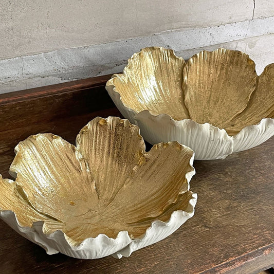 カレ KARE フラワーブルーム Bowl Flower Bloom クリームゴールド Cream Gold キャンドルホルダー ボウル プレート 2枚セット 廃番 ♪