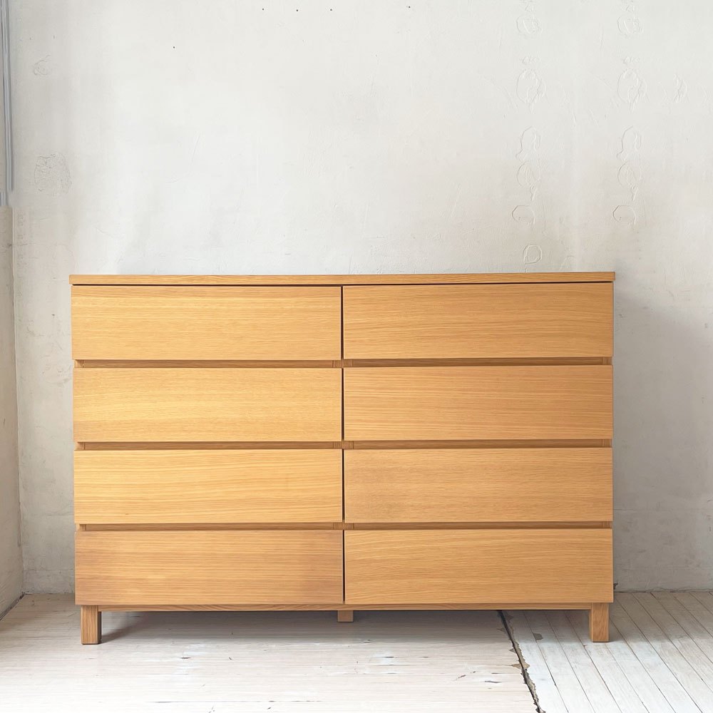 無印良品 MUJI 木製チェスト ワイドチェスト 4段8杯 オーク材 ナチュラルモダン 廃盤 ★