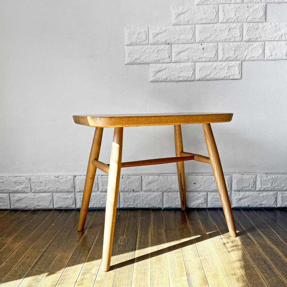 無印良品 MUJI オーク材 スツール サイドテーブル 丸脚 W52.5cm ナチュラルデザイン参考定価29,000円 ◎