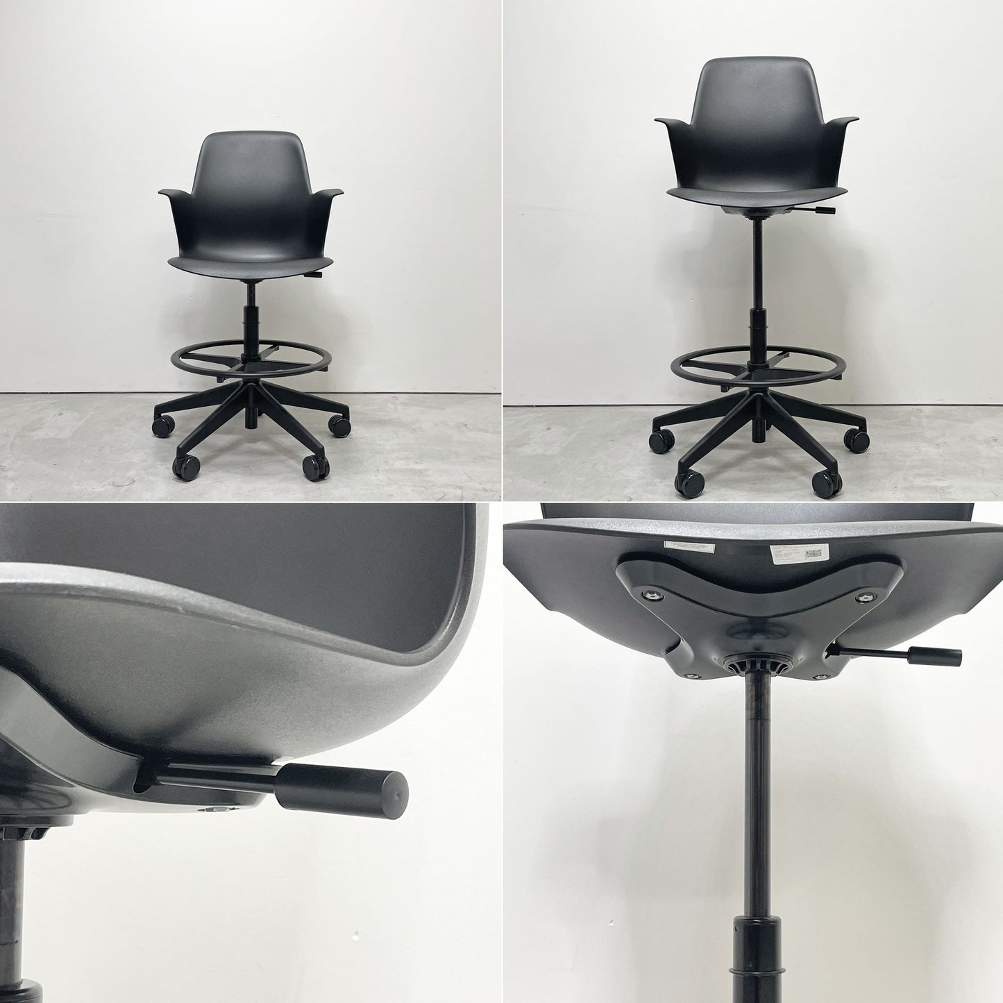 スチールケース Steelcase ノード ファイブスター スツール Node FIVE-STAR STOOL ハイチェア 製図チェア キャスター ブラック ●