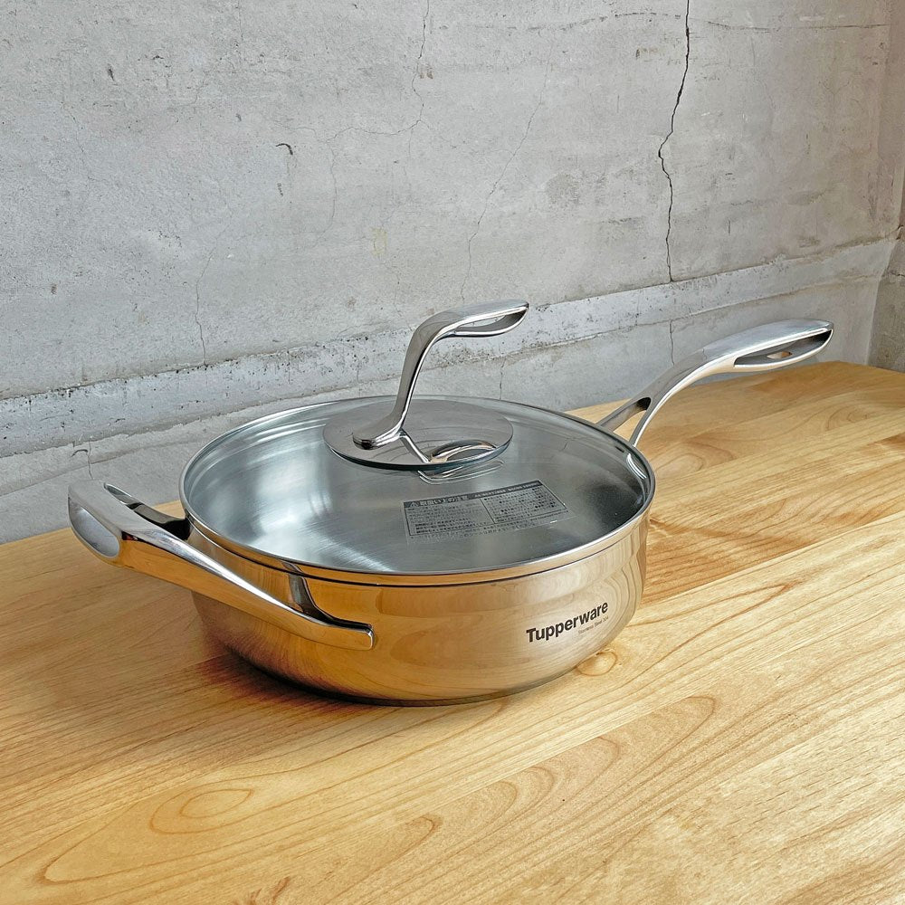 タッパーウェア Tupperware マストロクックウェア Mastro Cookware 24cm 2.8L 片手鍋 サイドハンドル付 ガラス蓋付 ステンレス  アルミニウム アメリカ ♪