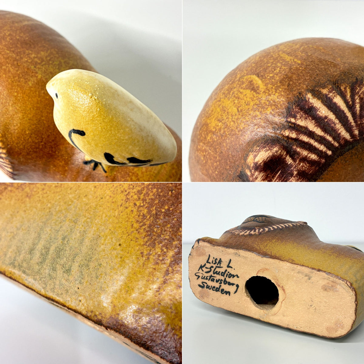 グスタフスベリ GUSTAVSBERG K-Studion リサラーソン Lisa Larson ライオンウィズバード LION WITH BIRD フィギュリン 現行品 ◎