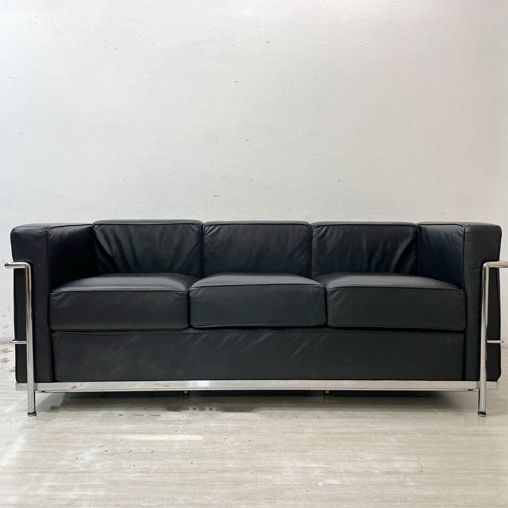 ル・コルビュジェ LE CORBUSIER LC2 ソファ 3シーター ソファ リプロダクト品 本革 モダンデザイン IDC大塚取扱い 名作 ●