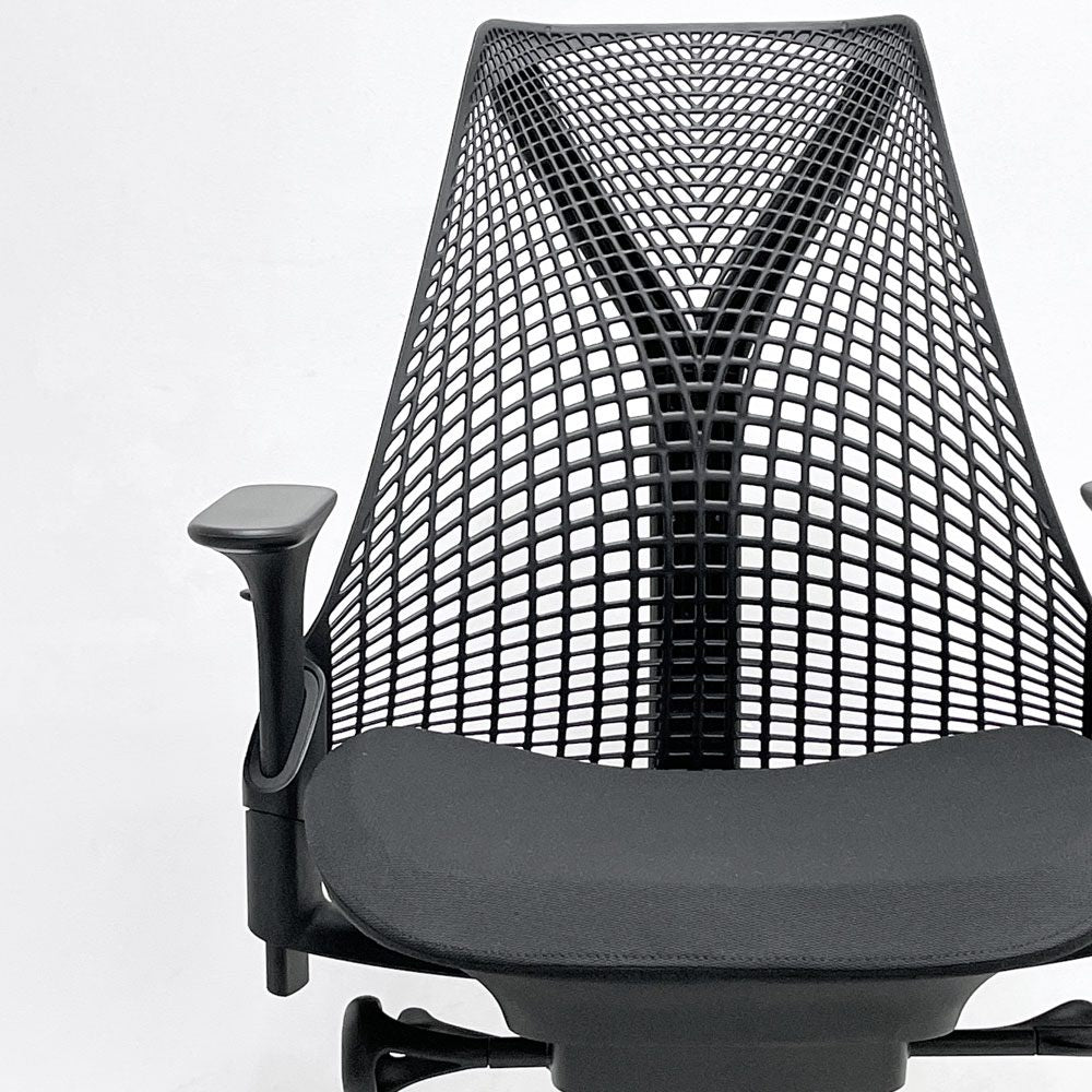 ハーマンミラー HermanMiller セイルチェア SAYL Chair デスクチェア ブラック サスペンションミドルバック アジャスタブルアーム キャスター付 イヴ・ベアール ●