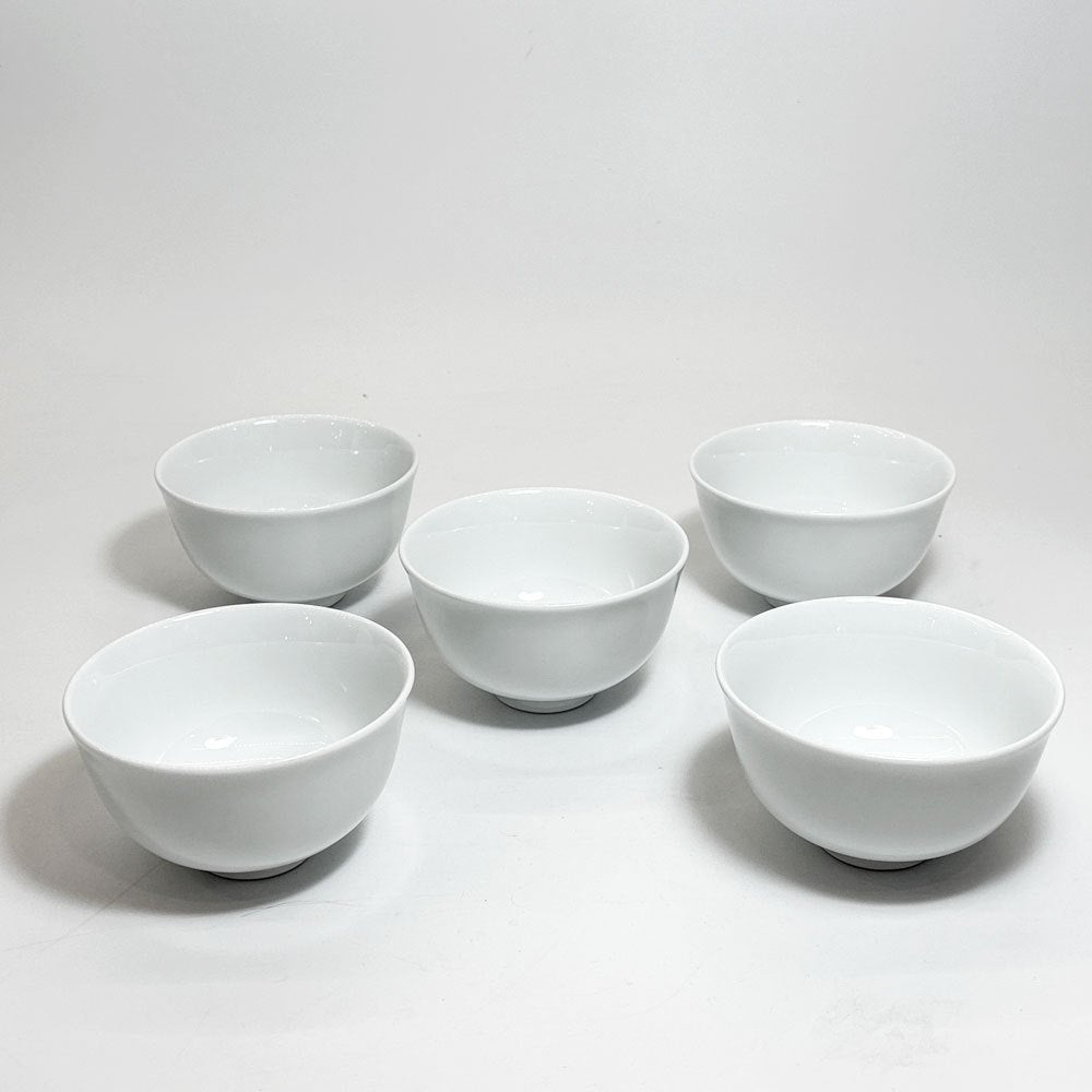 一保堂茶舗 湯呑茶碗 5客セット W8 × H4.5 cm お茶碗 白磁 熊川型 ★