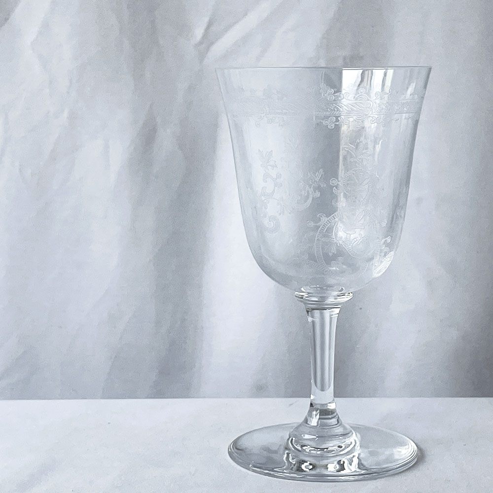 オールドバカラ Old Baccarat ラファイエット Lafayette ワイングラス 果実酒杯 アシッドエッチング 植物模様 クリスタルガラス フランスビンテージ ◇