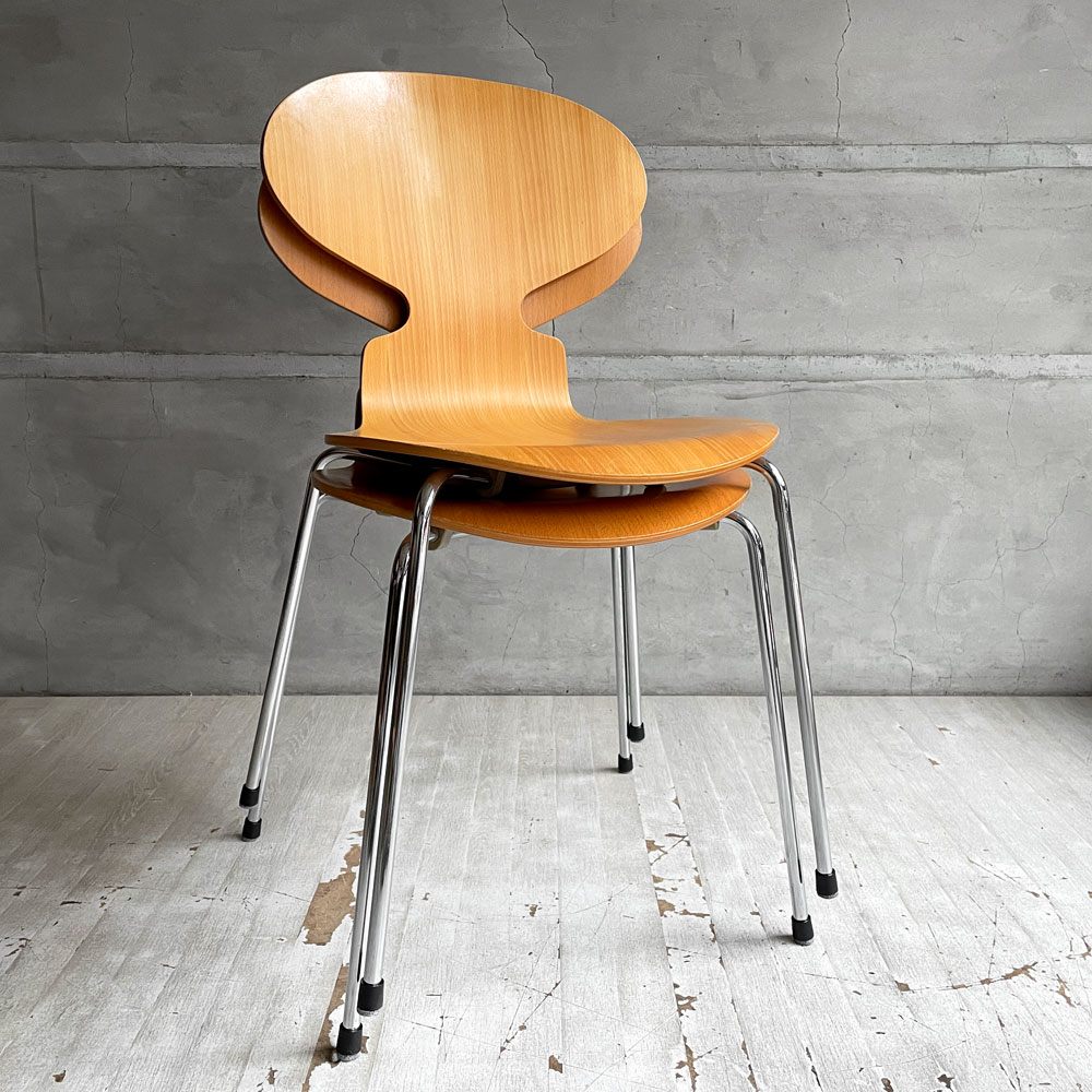 フリッツハンセン Fritz Hansen 3101 アリンコチェア アントチェア 4本脚 ナチュラルビーチ ラッカー仕上げ フェルトグライズ アルネ・ヤコブセン B ♪