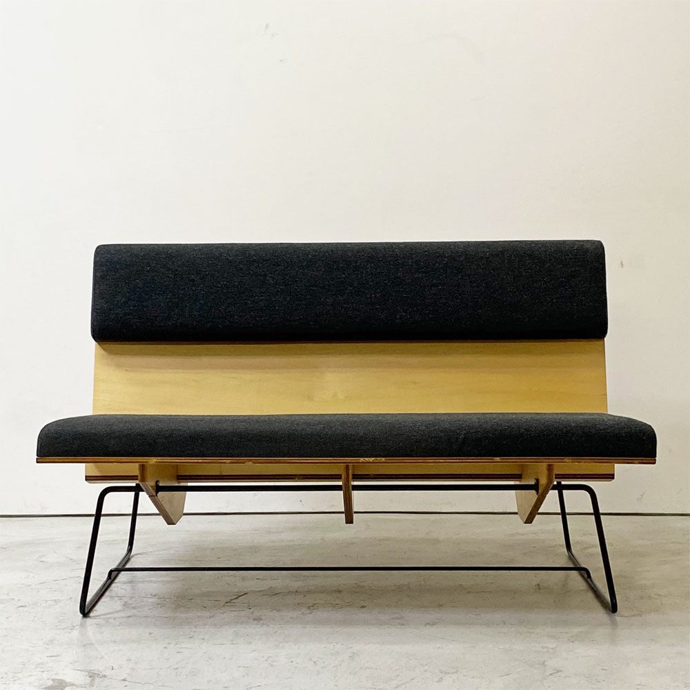 インテリアナス interior nasu マガジンラックベンチ MRB 1st 2Pソファ プライウッド × アイアンレッグ 佐藤徹 デザイン 平安工房取扱 ●