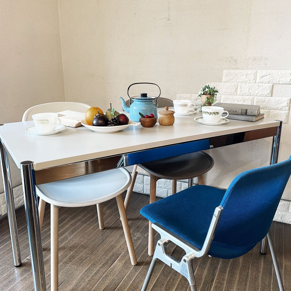 ユーエスエムハラー USM Haller モジュラーファニチャー ハラーテーブル デスク W120×D65cm ホワイト系カラー 高さ調節機能付 希少サイズ ◎